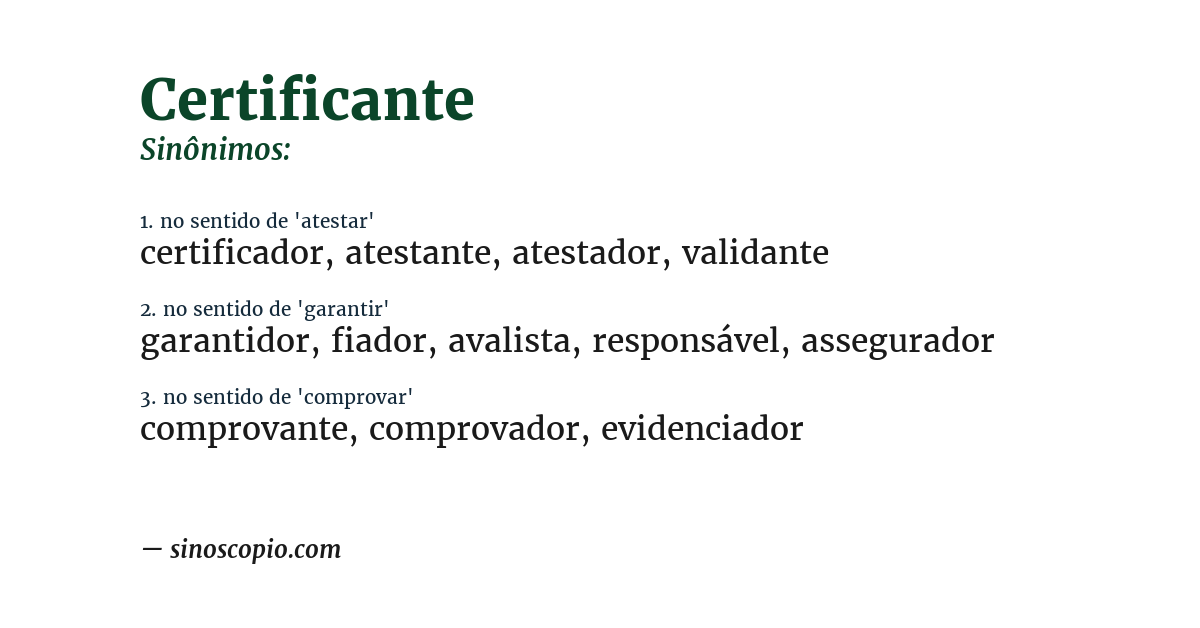 Sinônimo de certificante