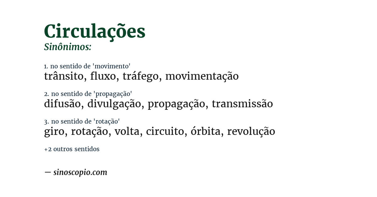 Sinônimo de circulações
