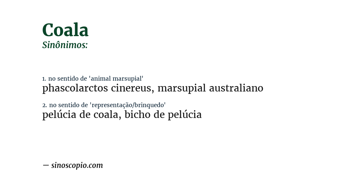 Sinônimo de coala