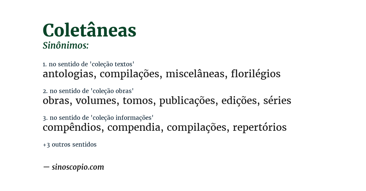 Sinônimo de coletâneas