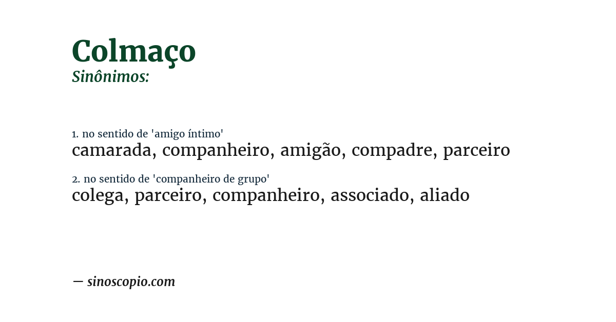 Sinônimo de colmaço