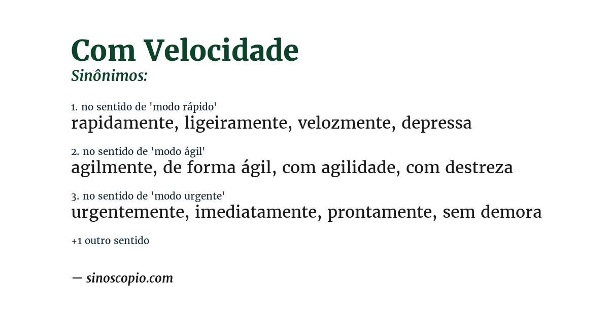 Sinônimo de com velocidade