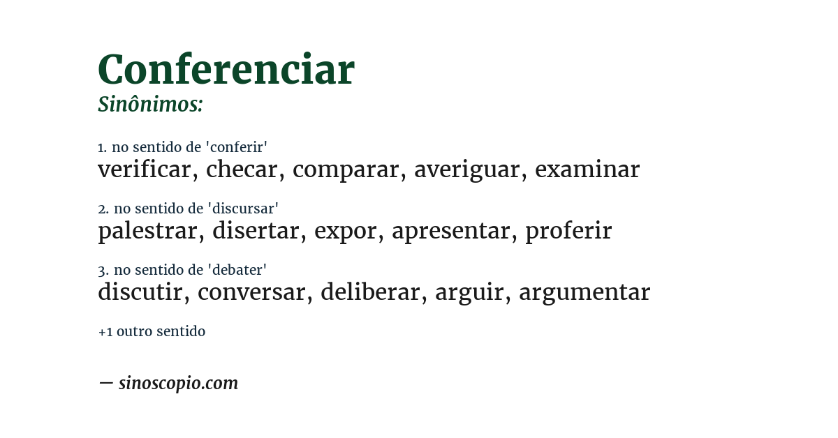 Sinônimo de conferenciar