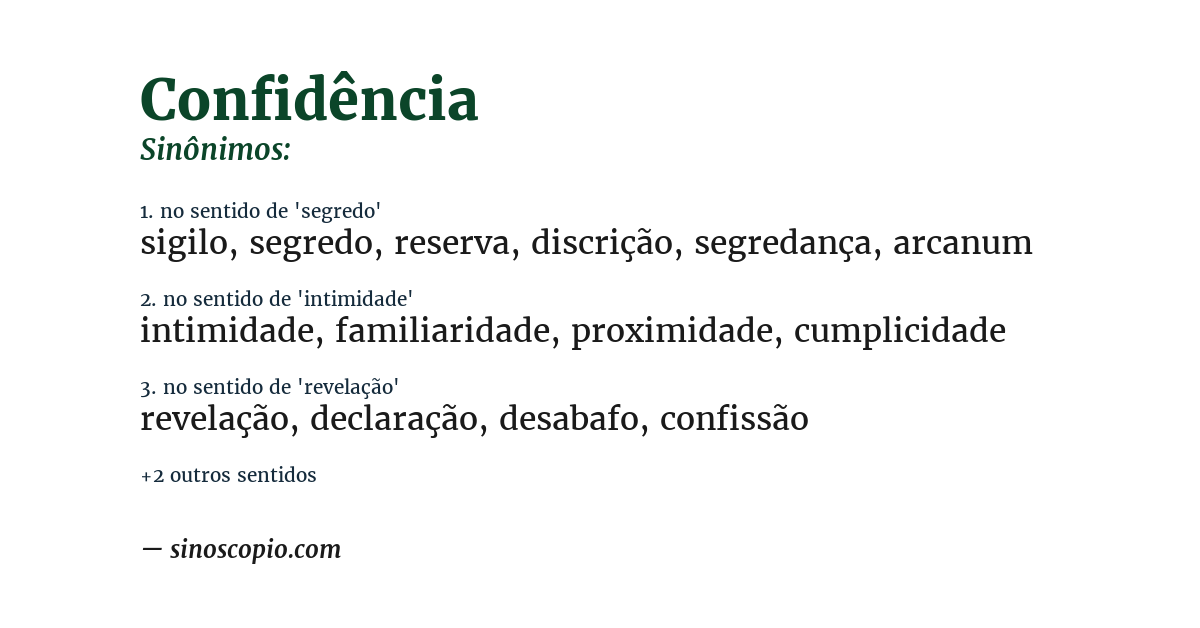 Sinônimo de confidência