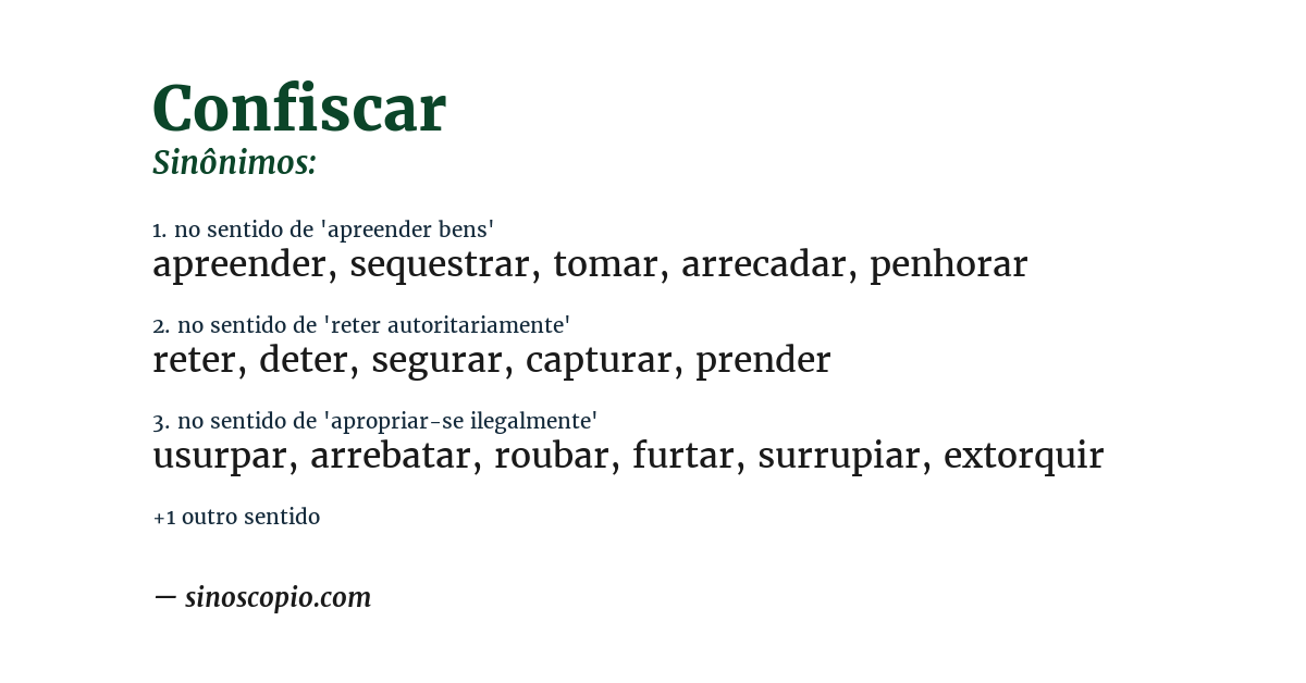 Sinônimo de confiscar