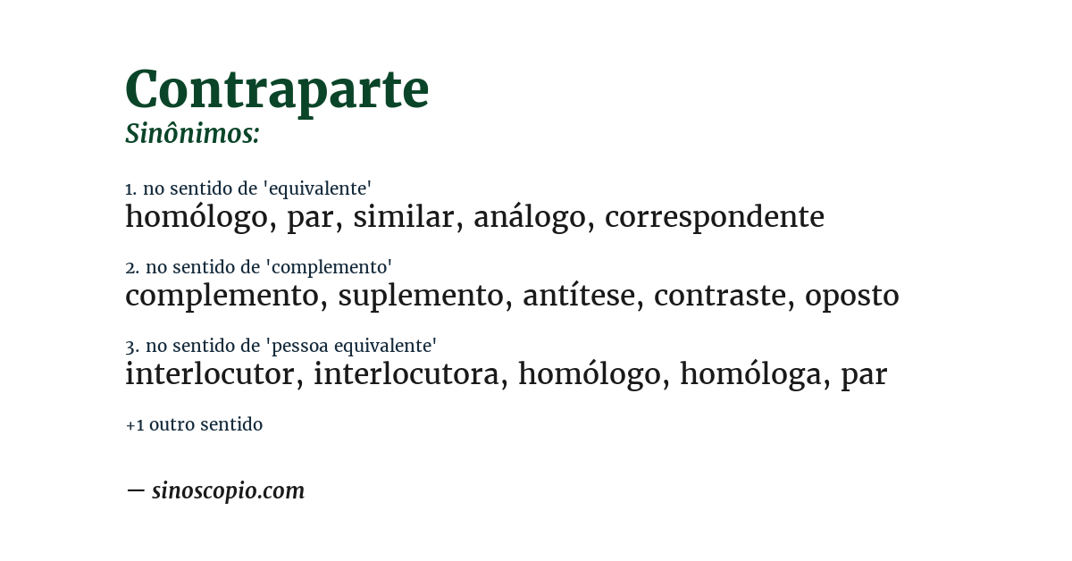 Sinônimo de contraparte