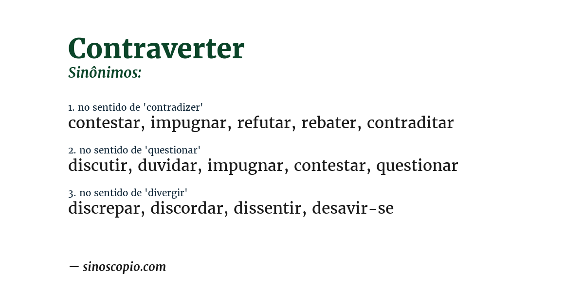 Sinônimo de contraverter