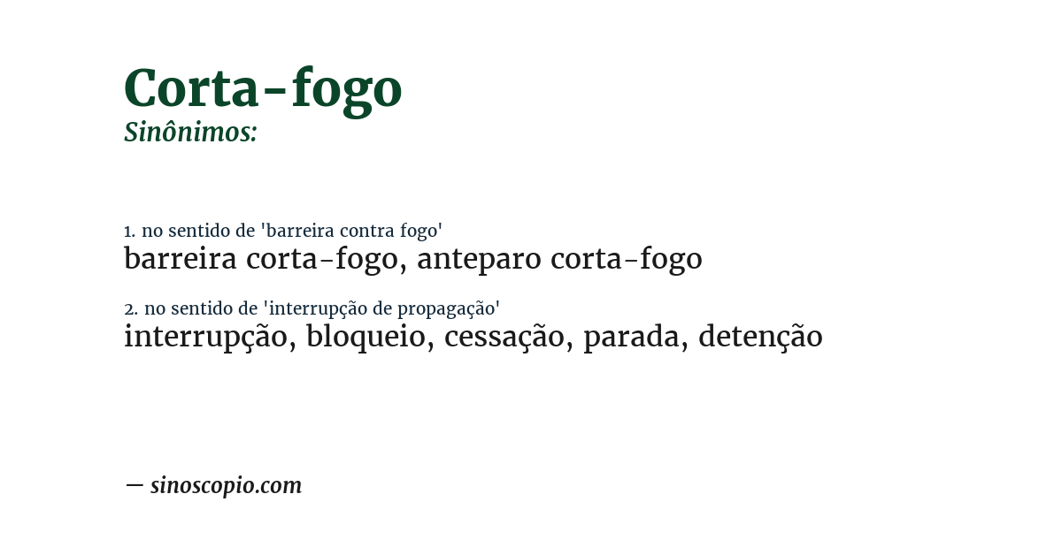 Sinônimo de corta-fogo