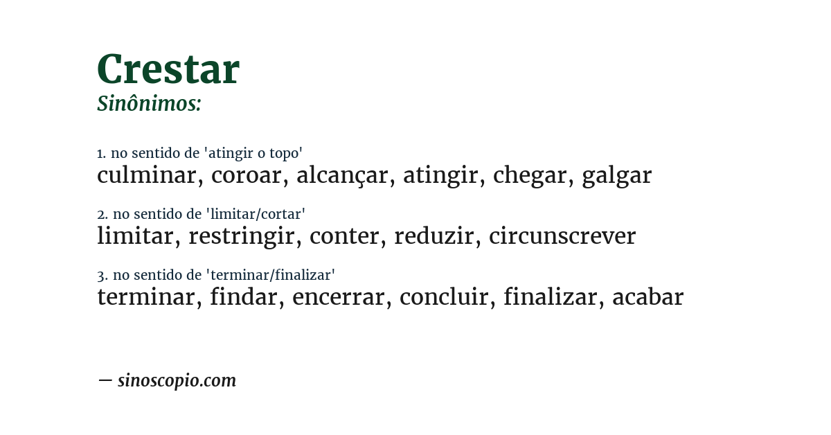 Sinônimo de crestar