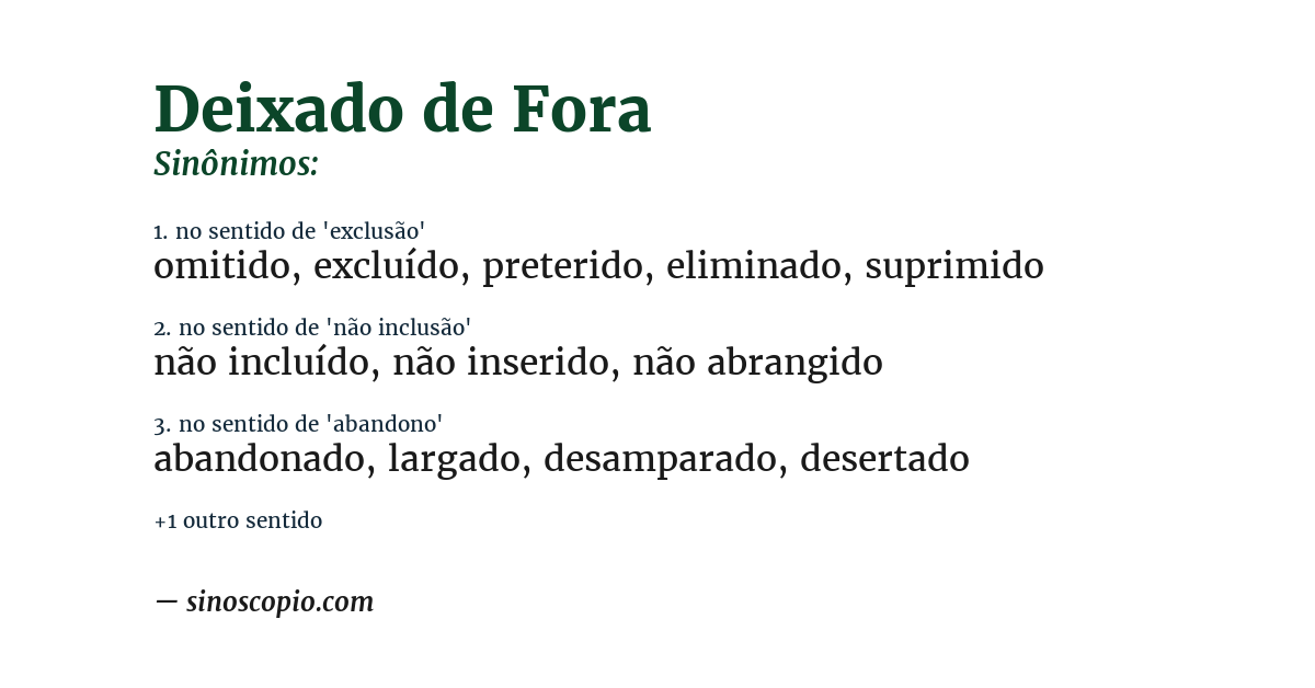 Sinônimo de deixado de fora