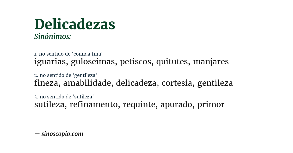 Sinônimo de delicadezas