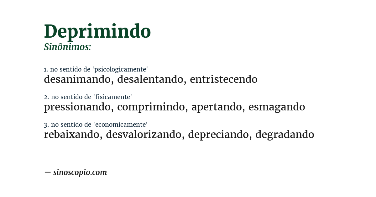 Sinônimo de deprimindo