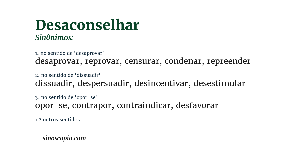 Sinônimo de desaconselhar