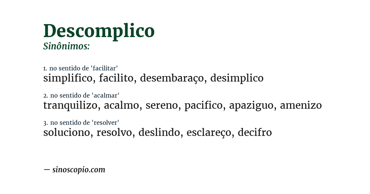 Sinônimo de descomplico