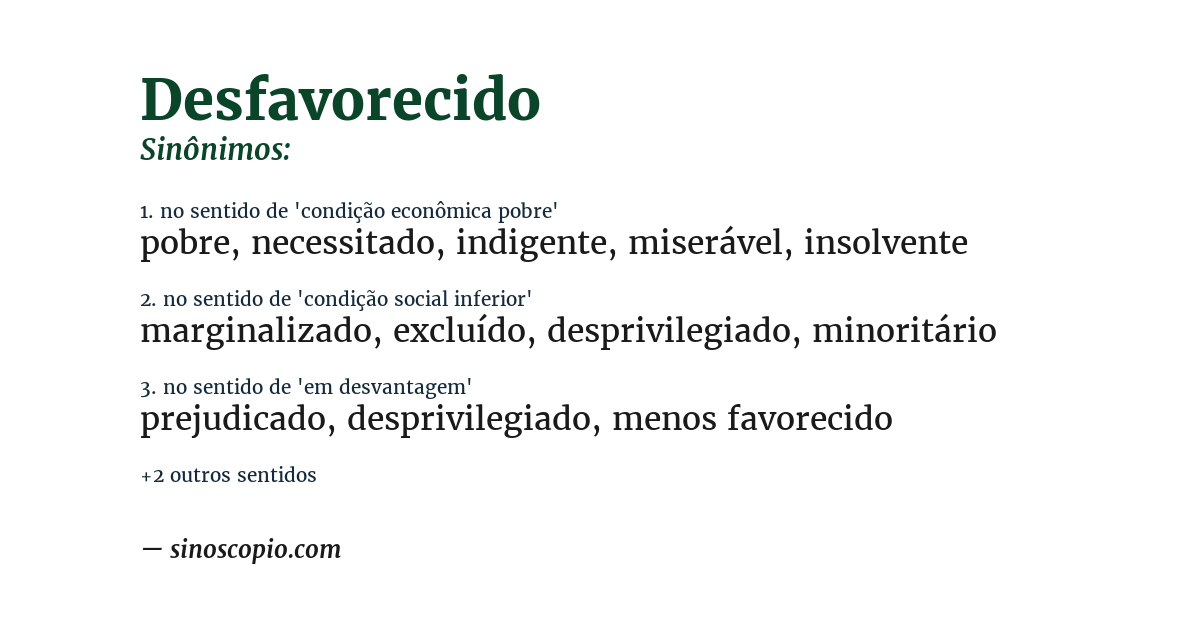Sinônimo de desfavorecido