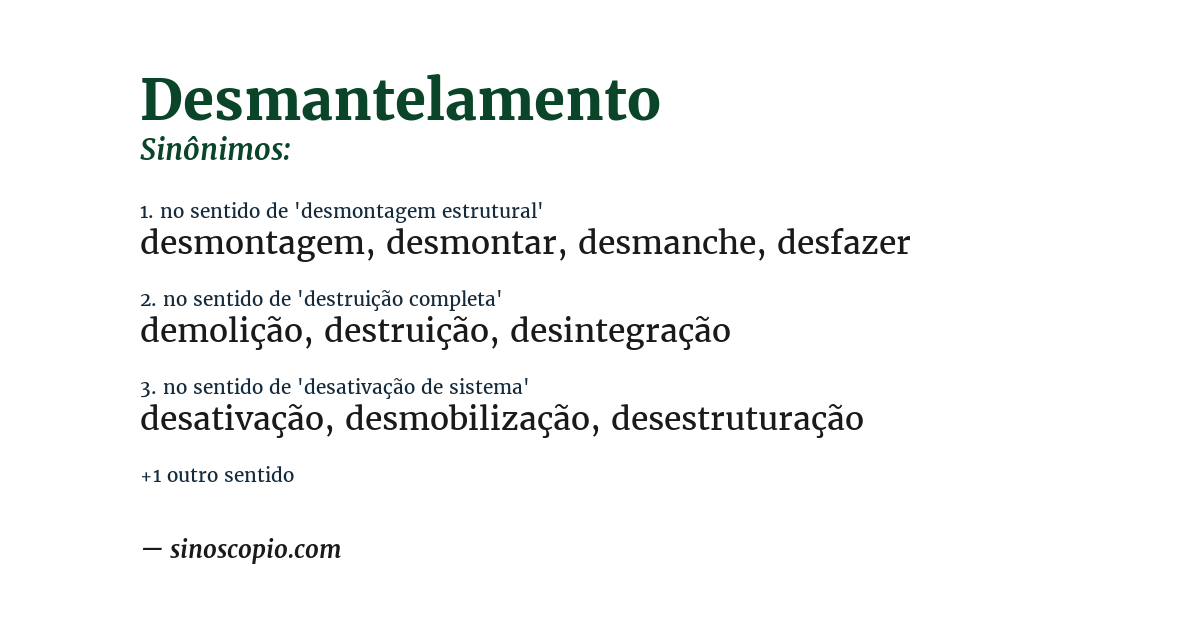 Sinônimo de desmantelamento