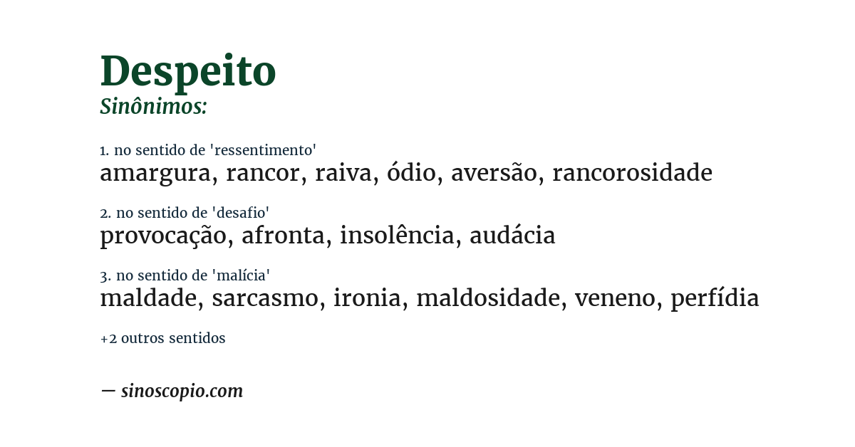 Sinônimo de despeito