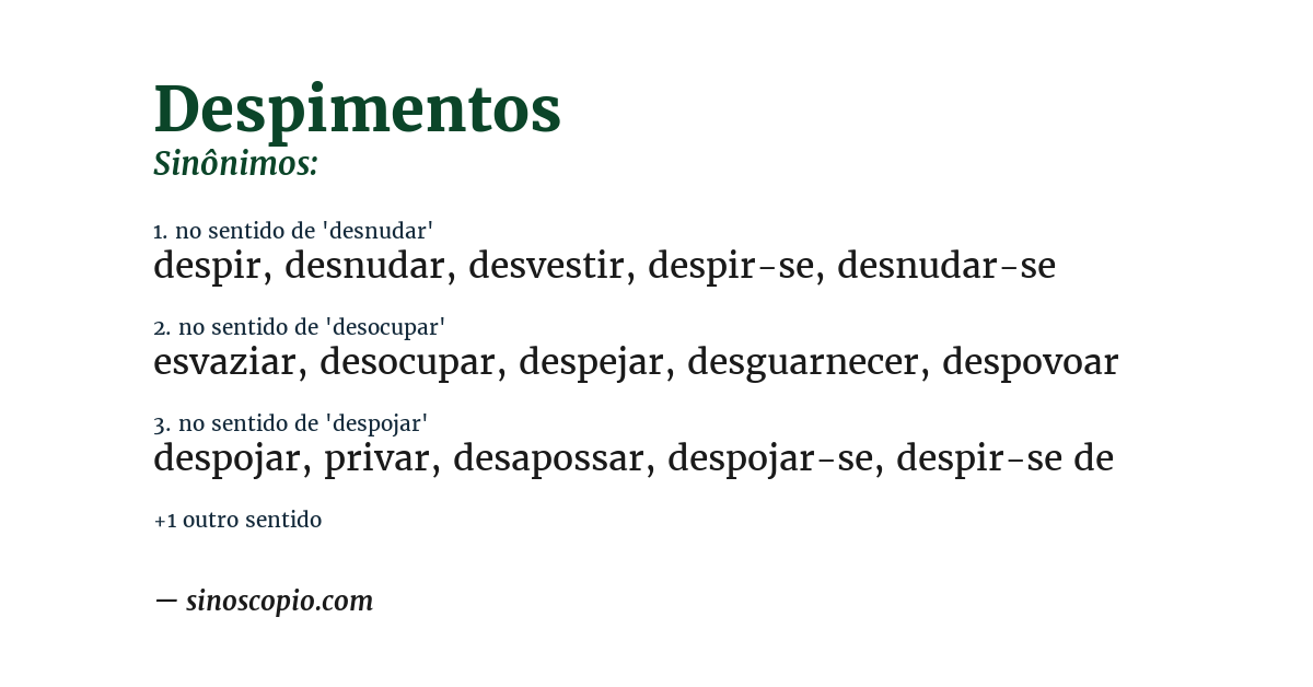 Sinônimo de despimentos