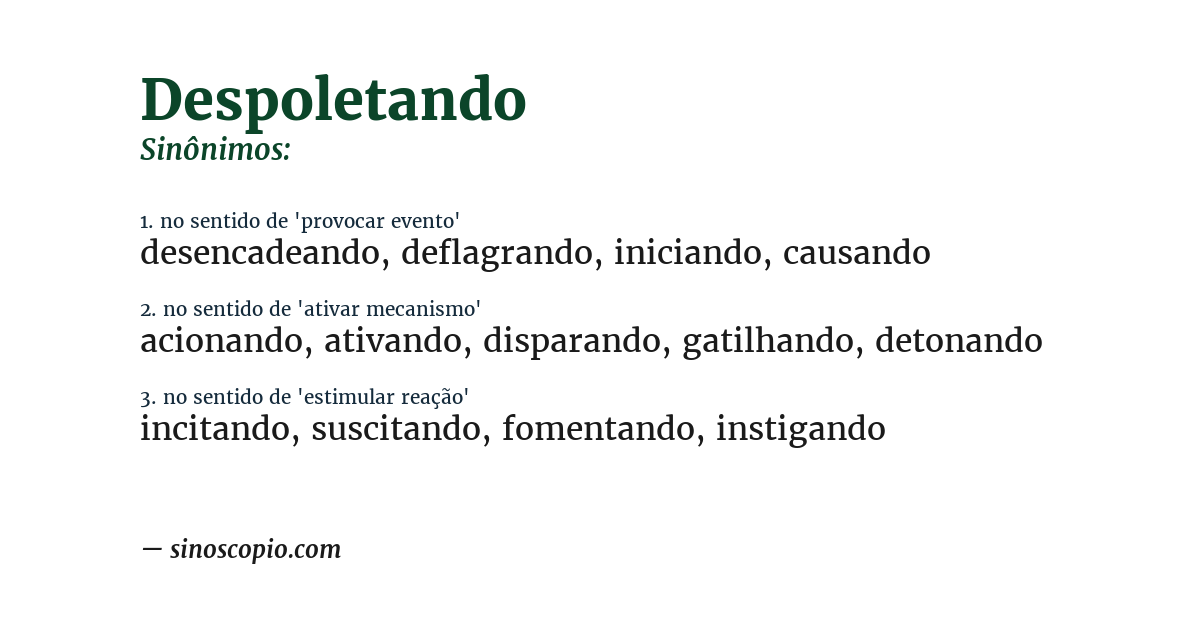 Sinônimo de despoletando