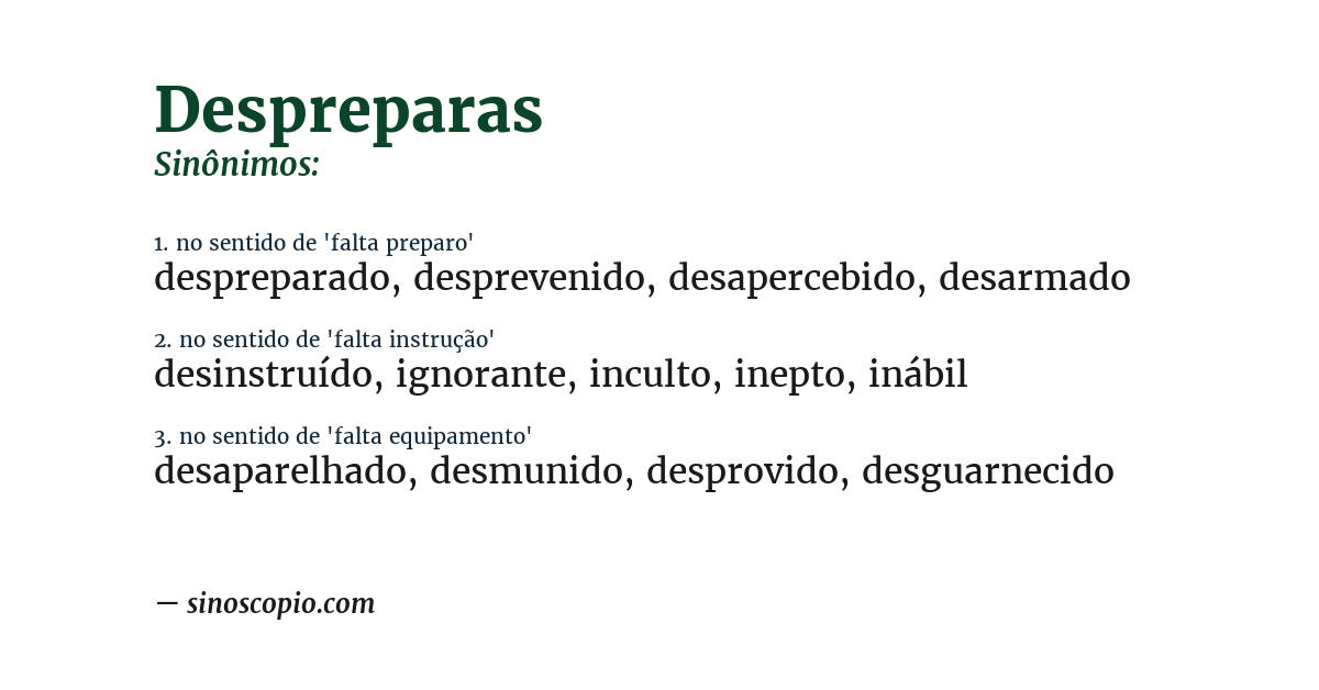 Sinônimo de despreparas