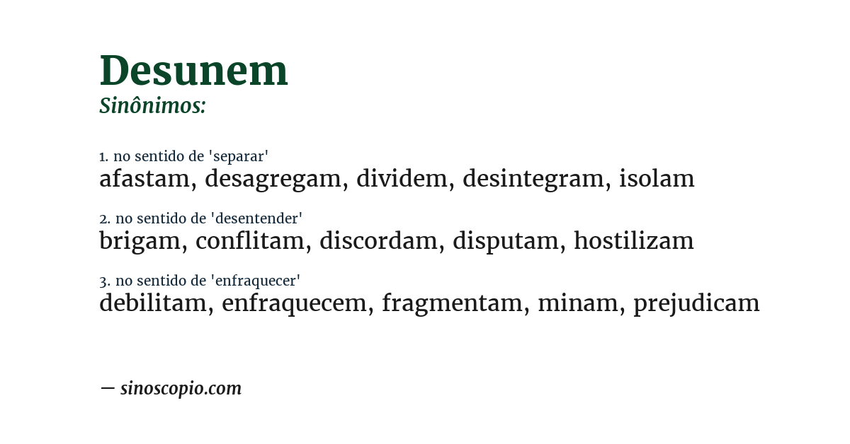 Sinônimo de desunem