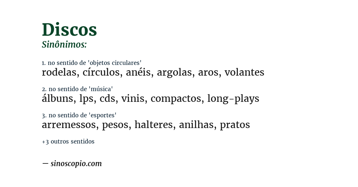 Sinônimo de discos