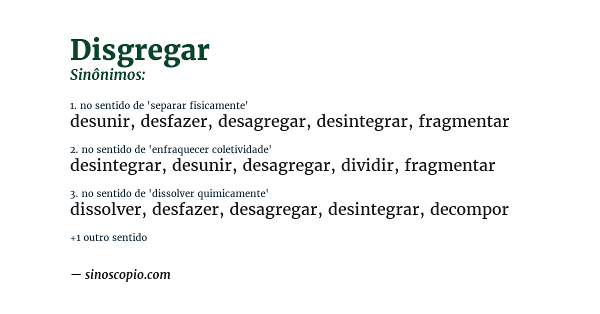Sinônimo de disgregar