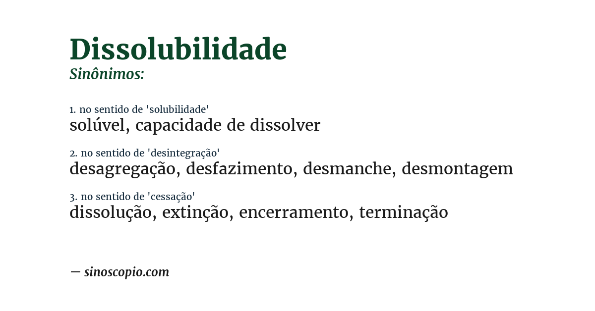 Sinônimo de dissolubilidade