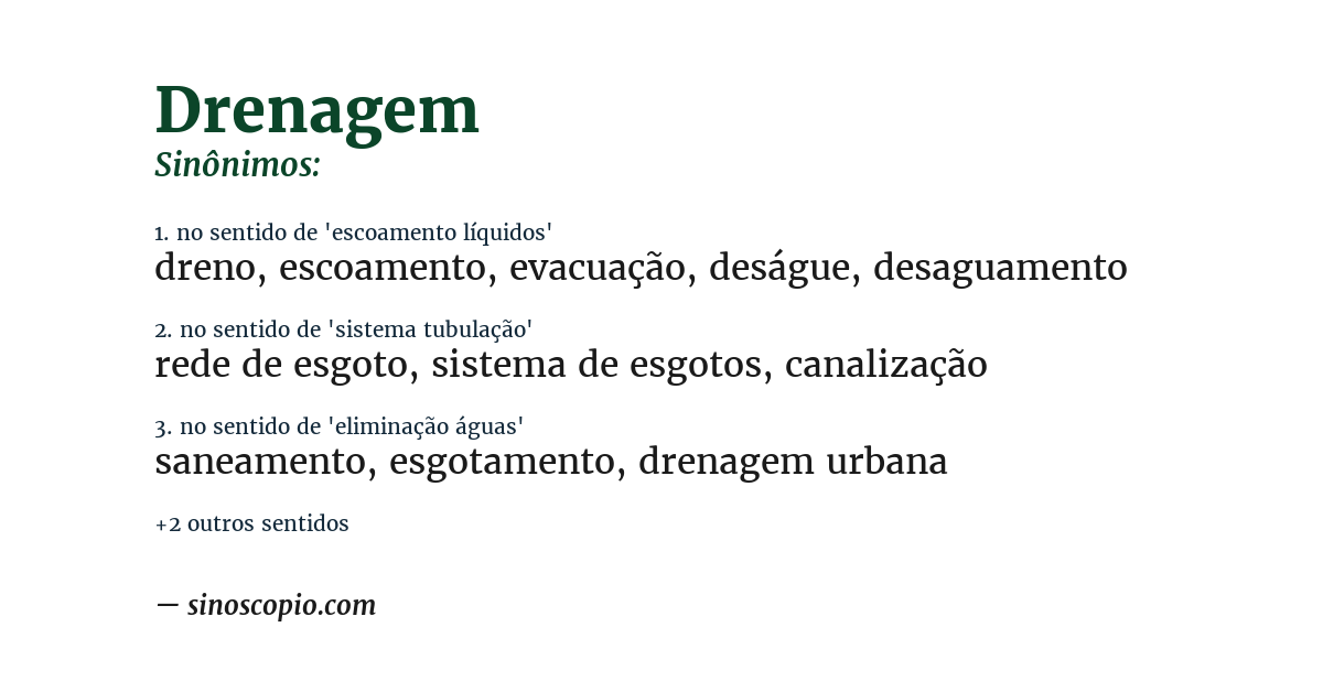 Sinônimo de drenagem