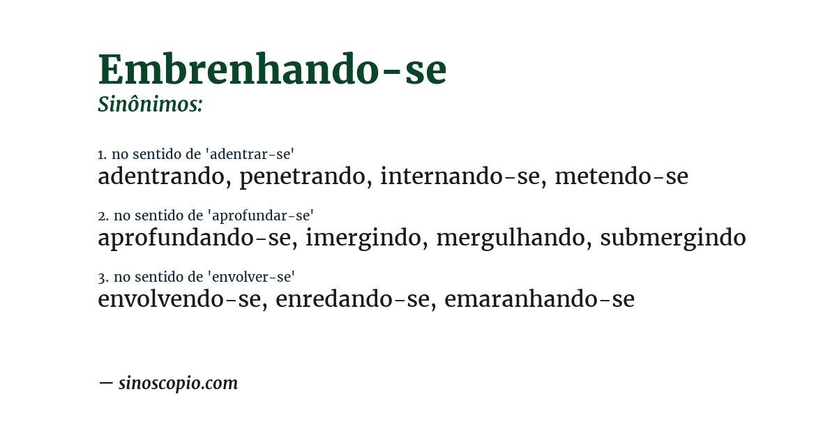 Sinônimo de embrenhando-se