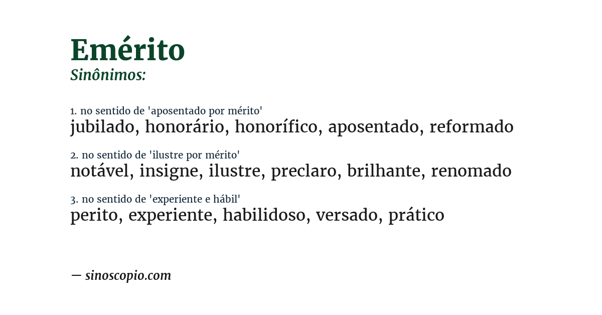 Sinônimo de emérito