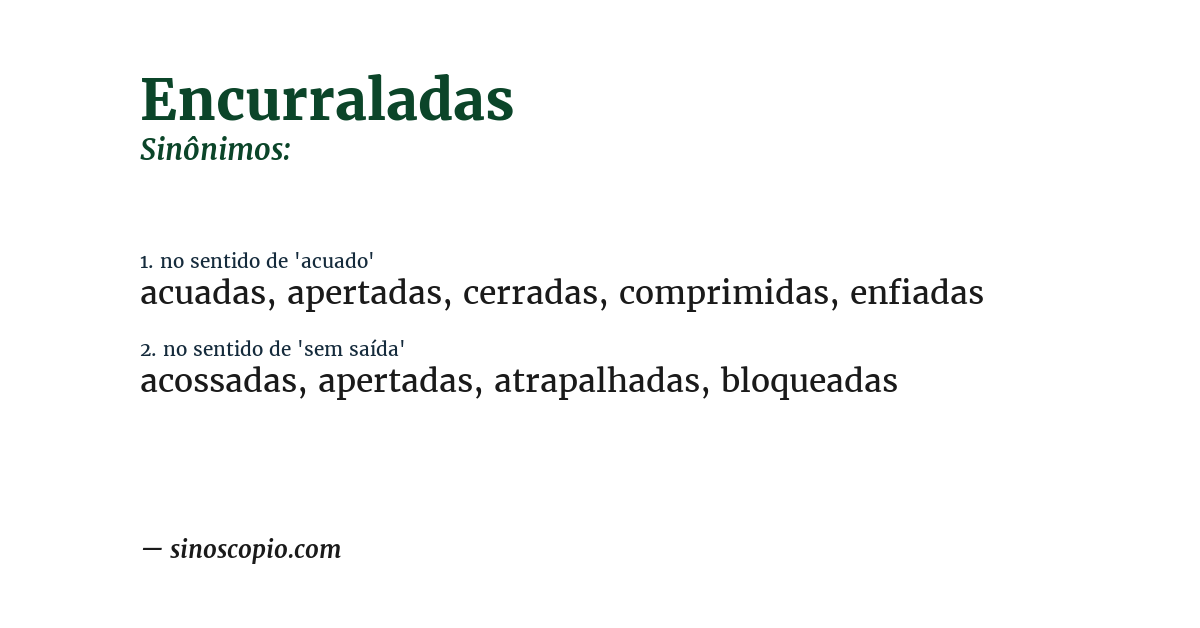 Sinônimo de encurraladas
