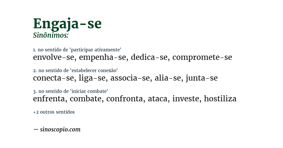 Sinônimo de engaja-se