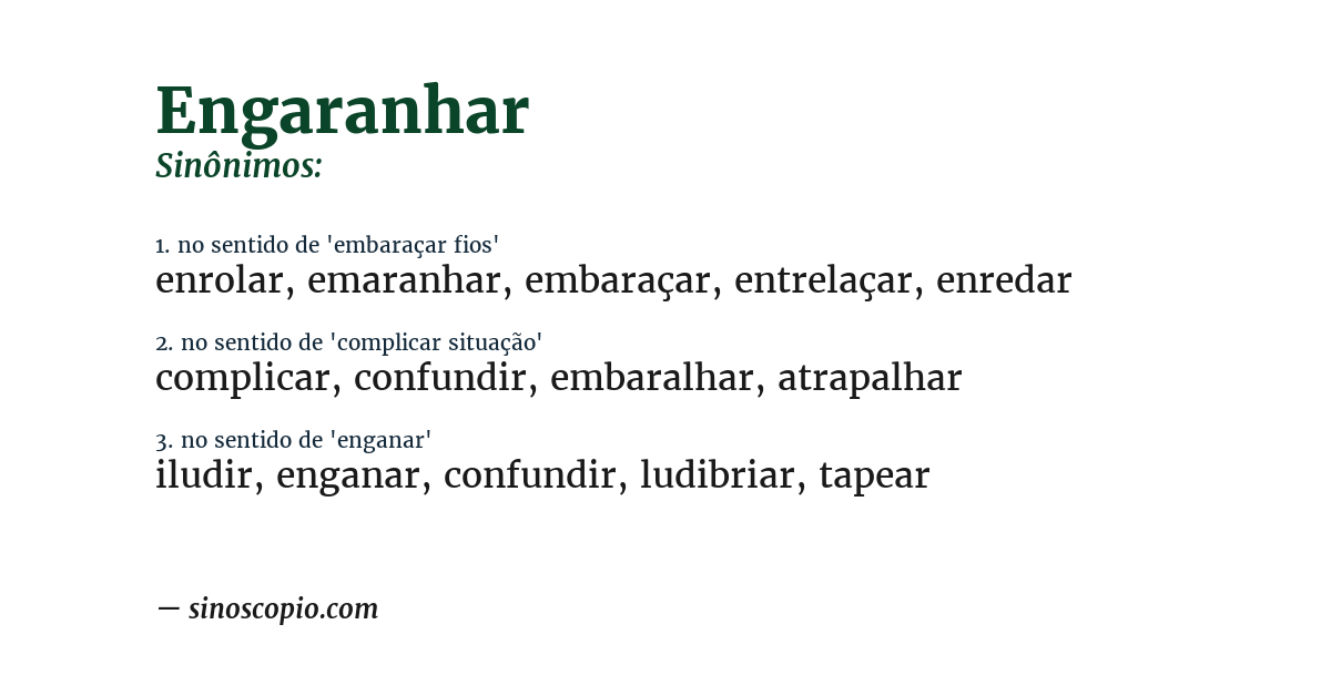 Sinônimo de engaranhar