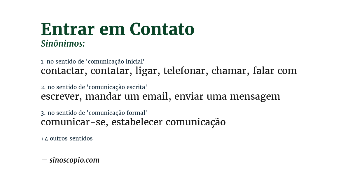 Sinônimo de entrar em contato