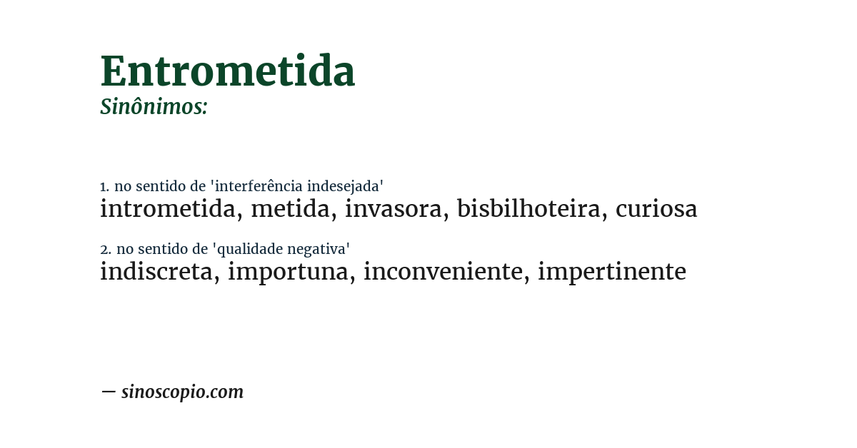 Sinônimo de entrometida