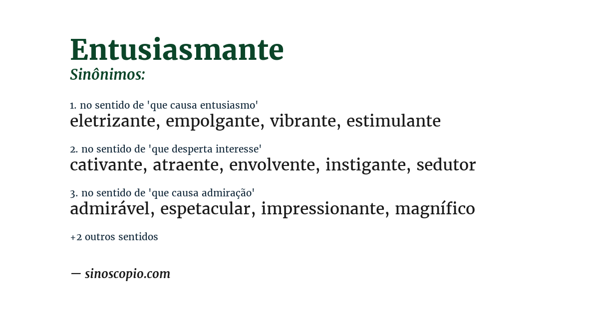 Sinônimo de entusiasmante