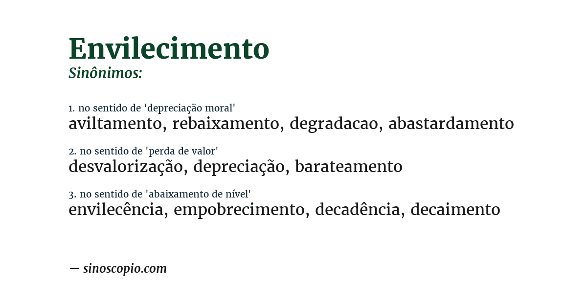 Sinônimo de envilecimento