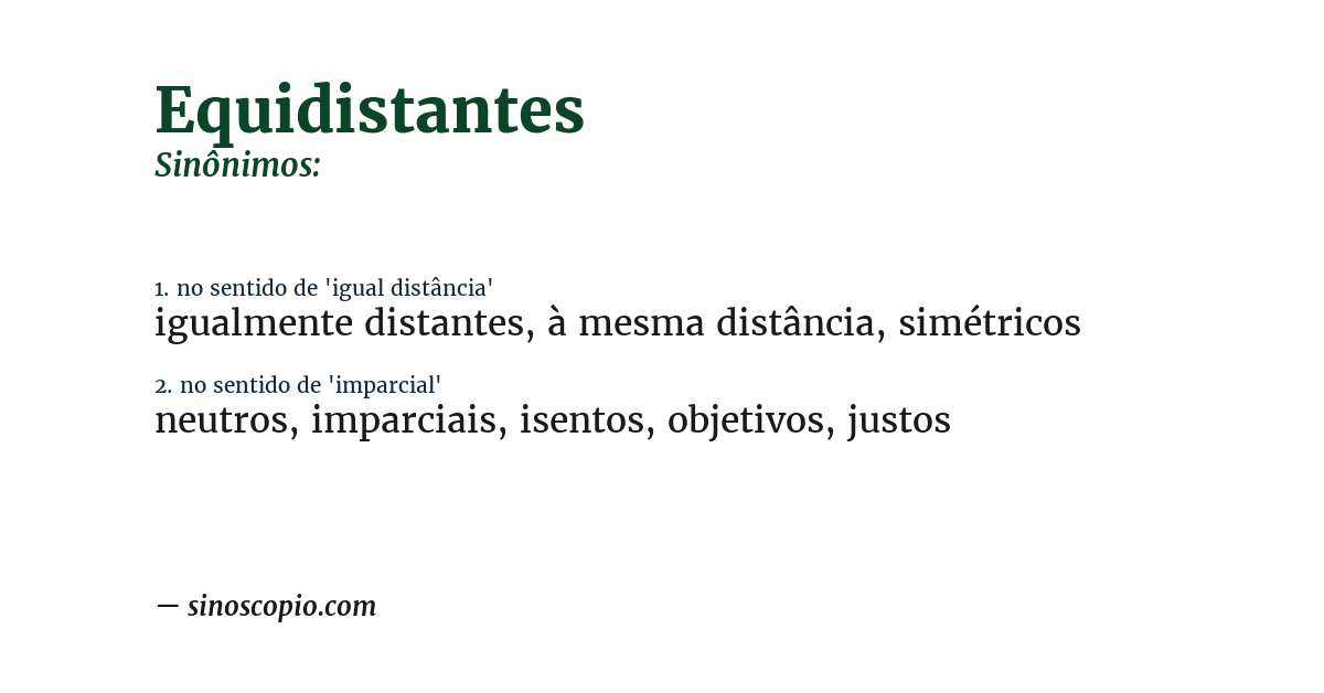 Sinônimo de equidistantes