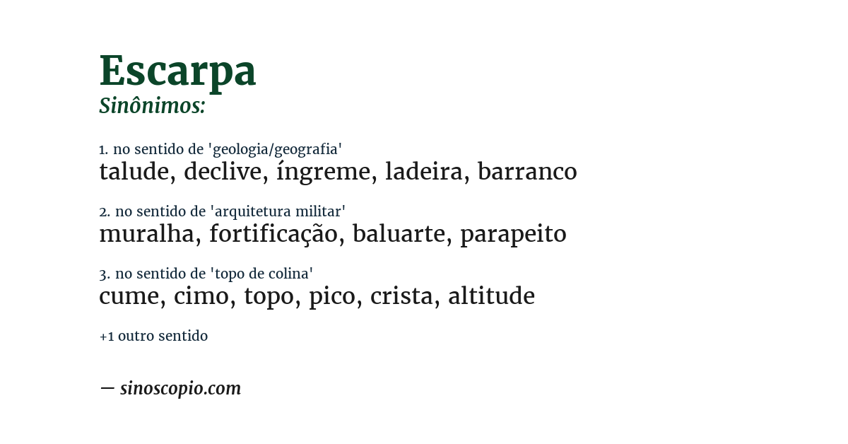 Sinônimo de escarpa
