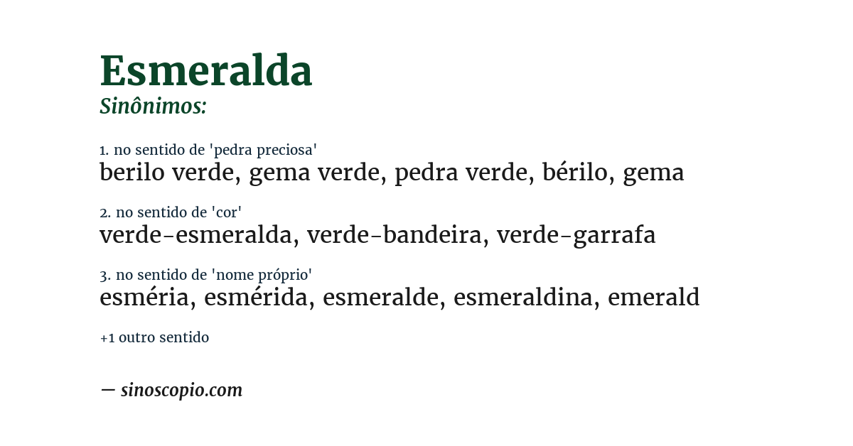 Sinônimo de esmeralda