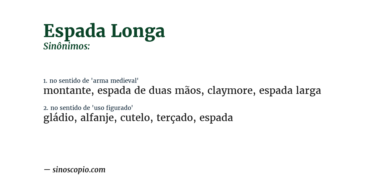 Sinônimo de espada longa