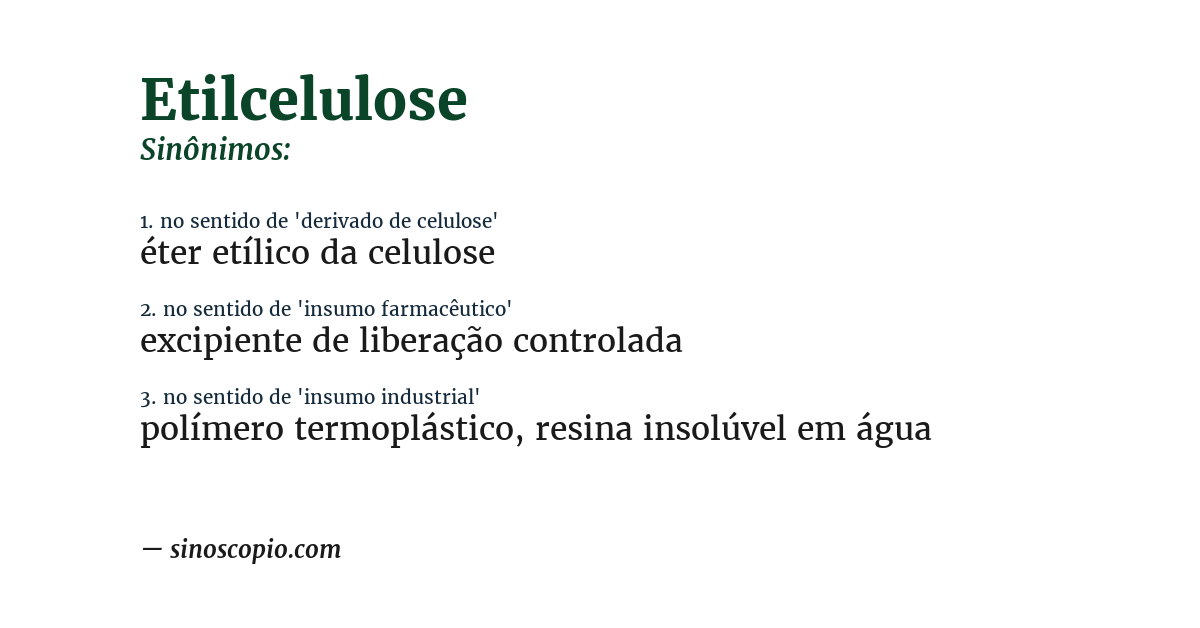 Sinônimo de etilcelulose
