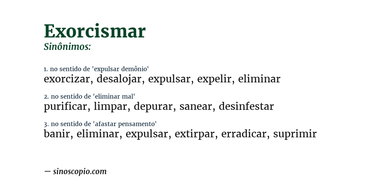 Sinônimo de exorcismar
