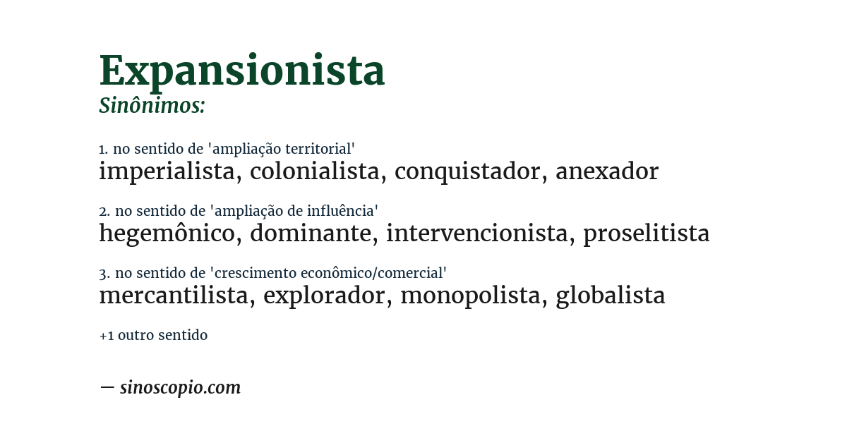 Sinônimo de expansionista