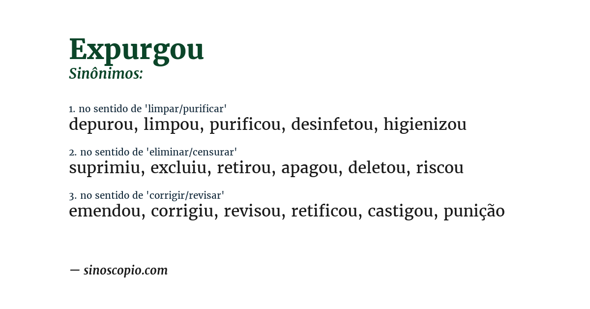 Sinônimo de expurgou