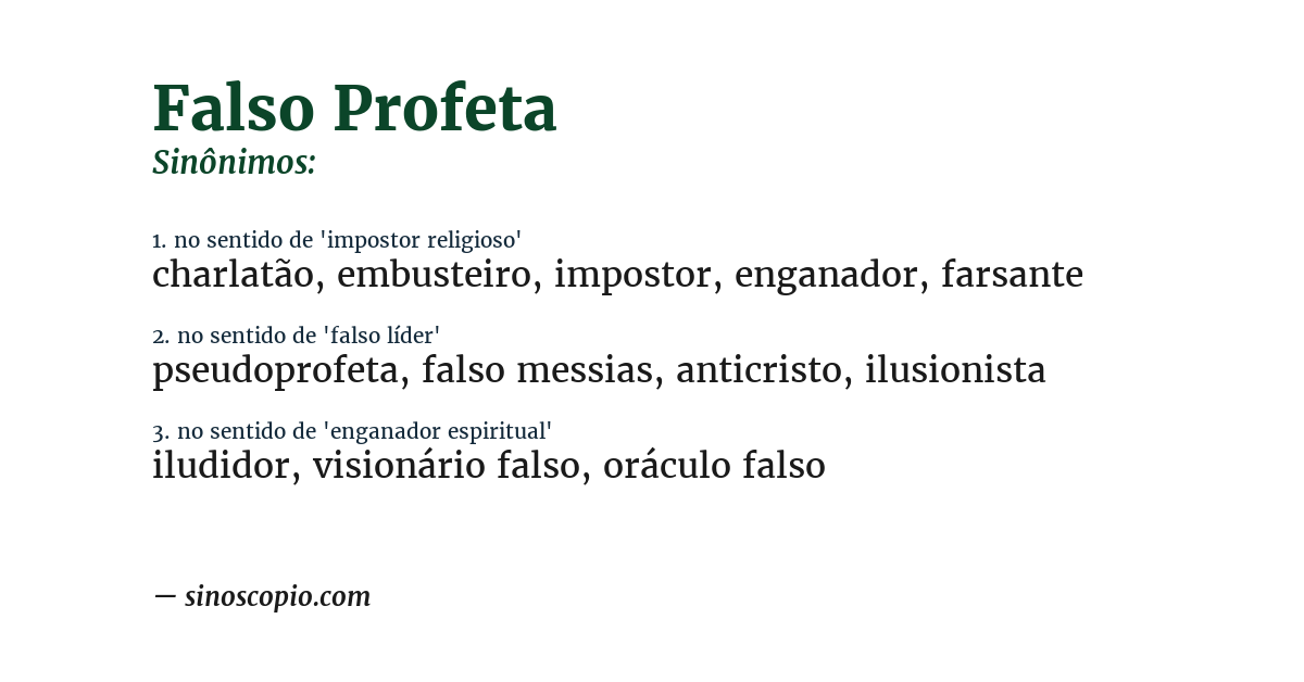 Sinônimo de falso profeta