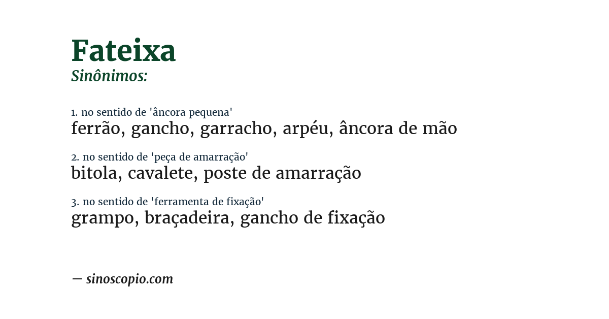 Sinônimo de fateixa