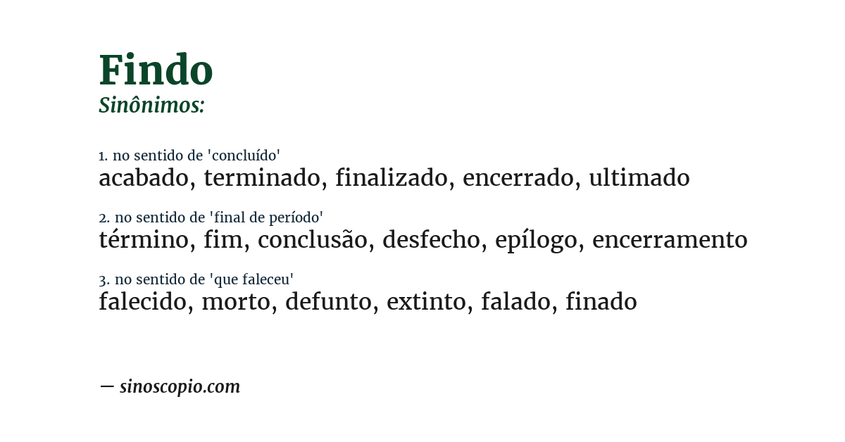 Sinônimo de findo