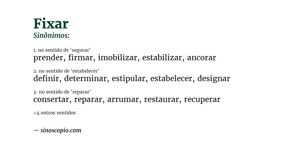 Sinônimo de fixar